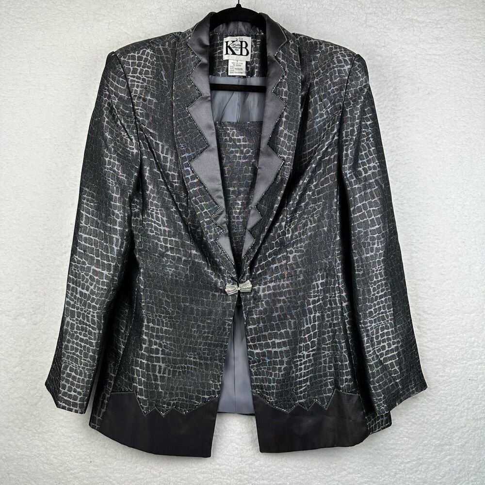 Vintage Womens Alligator Print Blazer Jacket Size 10 Desert Glam Western Beaded